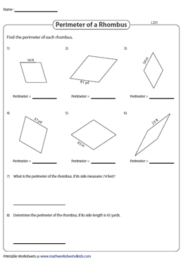 Perimeter of a Rhombus | Integers - Level 2