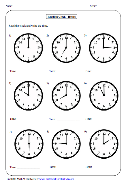 Free Printable Worksheets Telling Time 5 Minutes