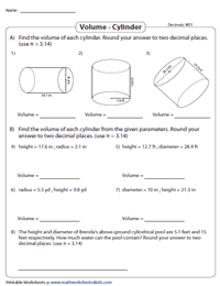 Volume of a Cylinder | Decimals - Moderate
