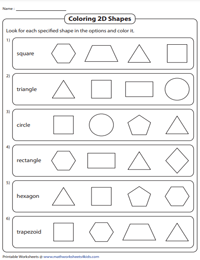 Identifying Shape Names and Coloring 2D Shapes