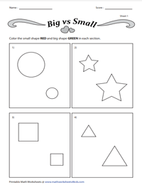 Bigger vs. Smaller | Comparing and Coloring Shapes