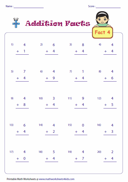 math sheets addition
