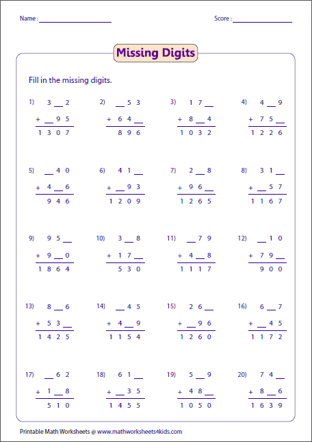 3 digit addition worksheets for grade 2