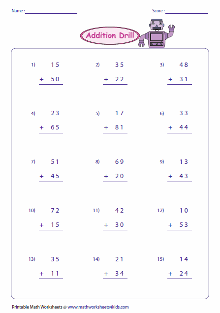 Grade 2 Addition Worksheets - free & printable