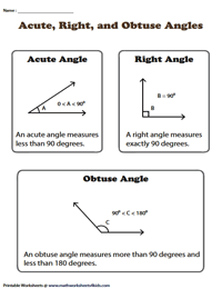 acute right and obtuse angles worksheets