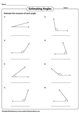 Estimating Angles Worksheets