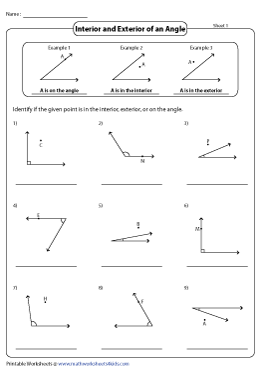 Interior And Exterior Of An Angle Worksheets