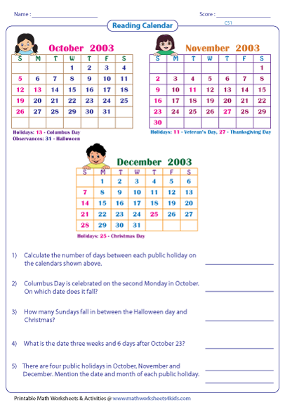 reading-a-calendar-worksheets