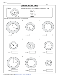 Circumference and Area of Circles Worksheets