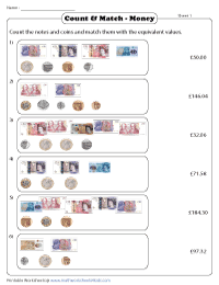 uk money worksheets penny pences pounds and banknotes