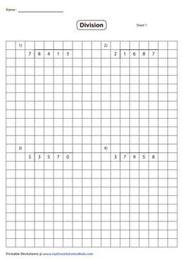 division using grids worksheets graph paper division method