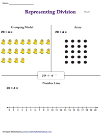 division models worksheets area model bar model array
