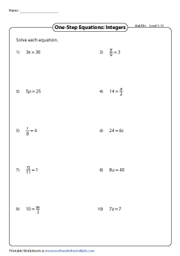 one step equation multiplication and division