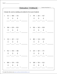 estimating sums differences worksheets