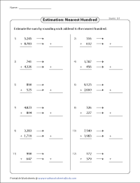 Estimating Sums Differences Worksheets