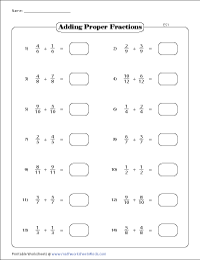 adding like fractions same denominators worksheets