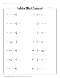 adding mixed numbers worksheets
