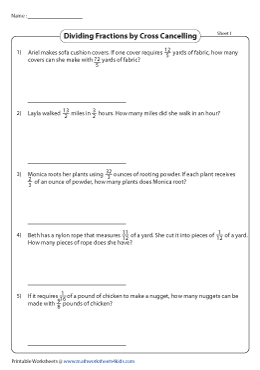 dividing fractions word problems worksheets