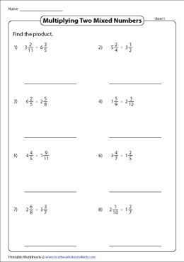 multiplying mixed numbers worksheets
