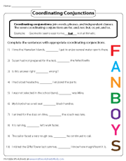Fanboys 12-4 worksheet