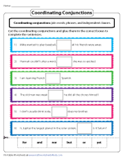 Coordinating and Subordinating Conjunctions - FANBOYS - Grades 3-4
