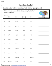 action verbs worksheets