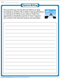 Opinion Writing Prompts Worksheets
