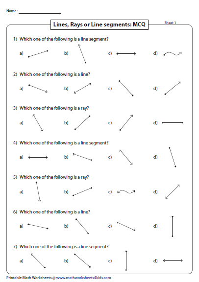 grade math segment line worksheets 4 for Worksheets Line and Rays Lines, segments