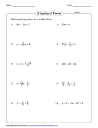 Standard Form and Slope Intercept Form of Linear Equation in Two Variables  - Grade 8 Math 