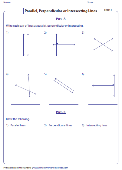 Parallel And Perpendicular Lines Worksheet Pdf