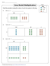 Multiplication Using Area Model Worksheets