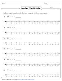 division using number line worksheets