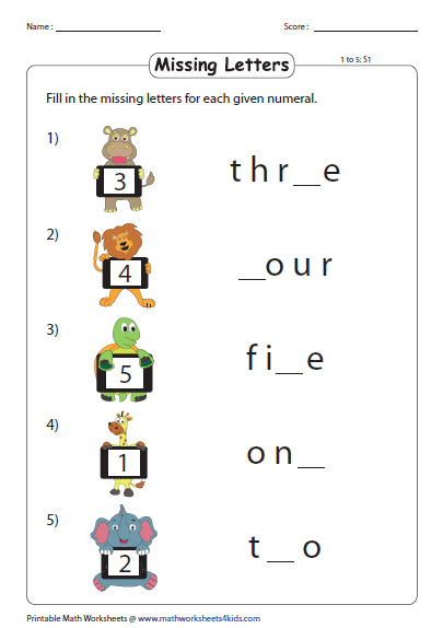Kindergarten Number Names Worksheets 1 To 20