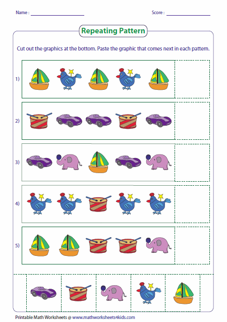 Preschool Pattern Worksheets Cut And Paste