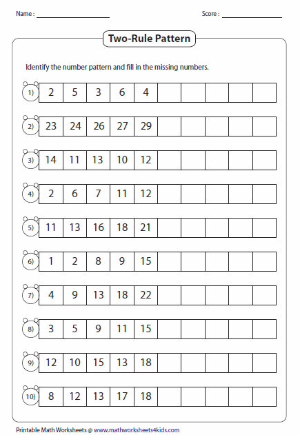 pattern worksheets