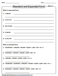 standard and expanded form worksheets