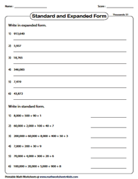 standard and expanded form worksheets