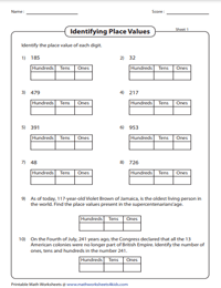 concept of tens and ones worksheets
