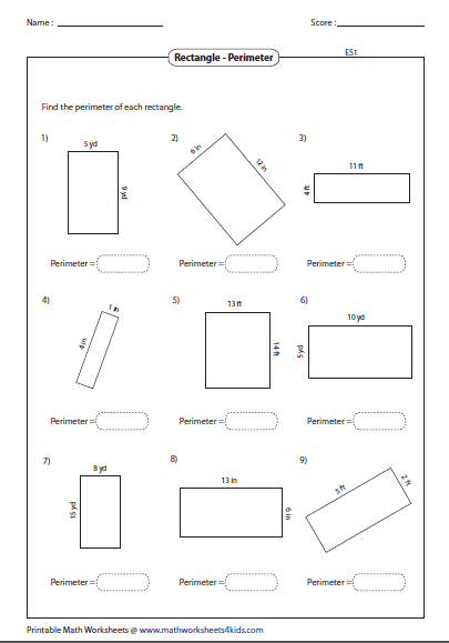 measure perimeter worksheets
