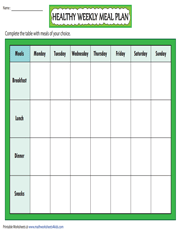 Food Groups and Nutrition Worksheets