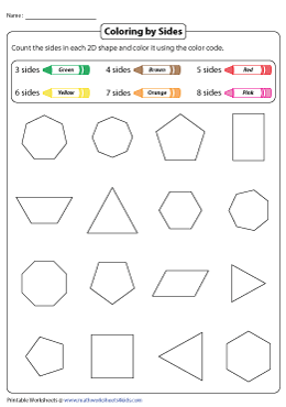 Sides and Corners of 2D Shapes Worksheets