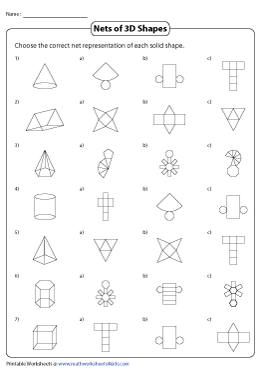 nets of 3d shapes worksheets