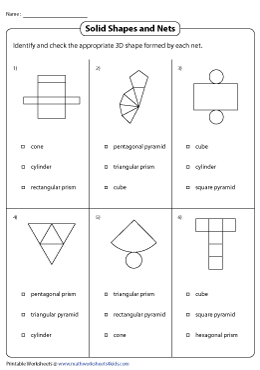 nets of 3d shapes worksheets
