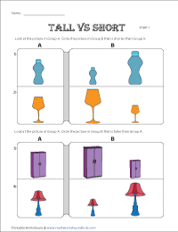 Tall vs. Short Worksheets - 15 Worksheets.com